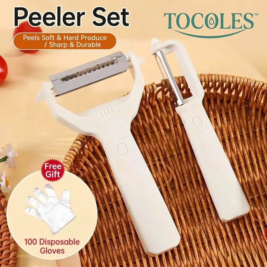 Elevate Your Kitchen Experience with the 2PCS 2-In-1 Fruit & Veggie Peeler and Bottle Opener – Sharp Stainless Steel Blade and Ergonomic Non-Slip Wooden Handle for Effortless Peeling!
