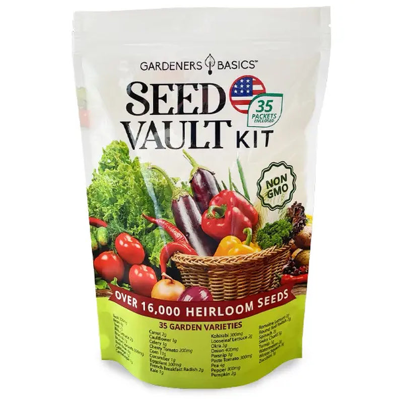 Ultimate Vegetable Seed Vault Kit - 35 Heirloom Varieties for Year-Round Gardening and Emergency Preparedness