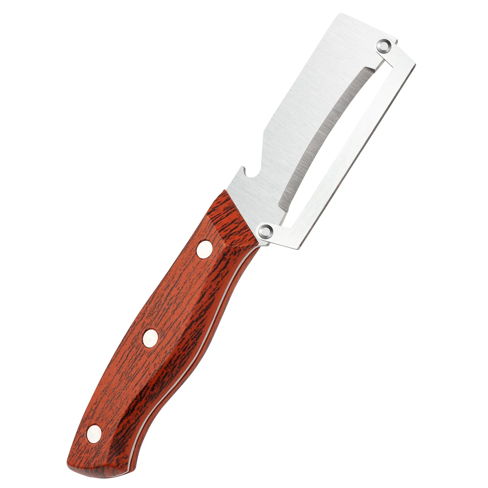 Elevate Your Kitchen Experience with the 2PCS 2-In-1 Fruit & Veggie Peeler and Bottle Opener – Sharp Stainless Steel Blade and Ergonomic Non-Slip Wooden Handle for Effortless Peeling!