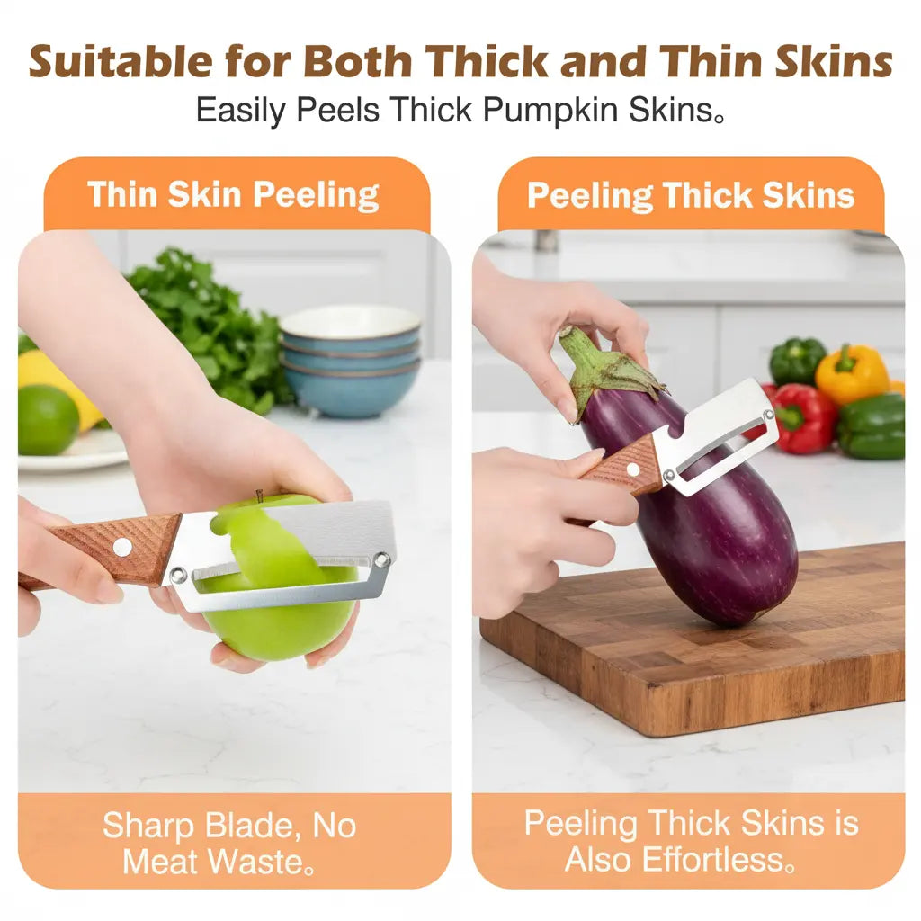 Elevate Your Kitchen Experience with the 2PCS 2-In-1 Fruit & Veggie Peeler and Bottle Opener – Sharp Stainless Steel Blade and Ergonomic Non-Slip Wooden Handle for Effortless Peeling!
